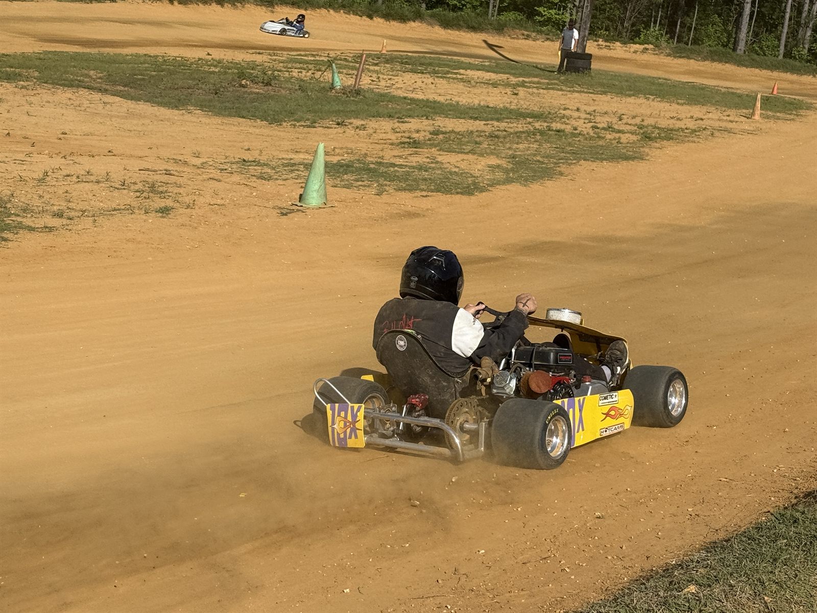 Kart cornering on dirt